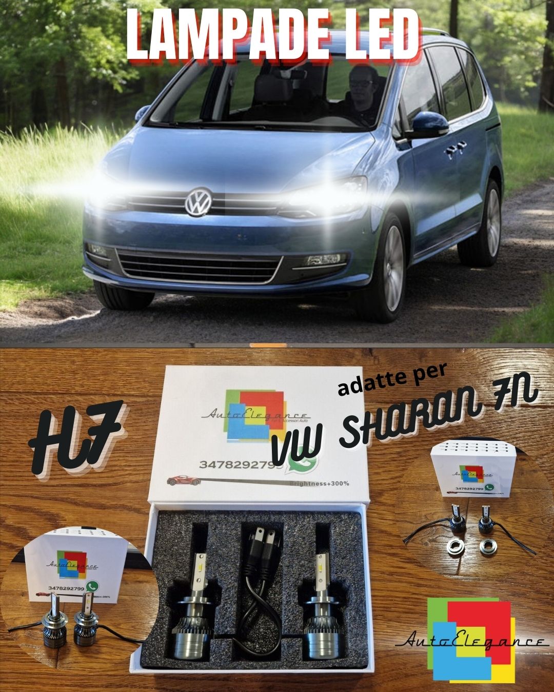 Kit LED H7 CANbus per VW SHARAN 7N Luci ANABBAGLIANTI Bianco Puro 6500K 8000LM