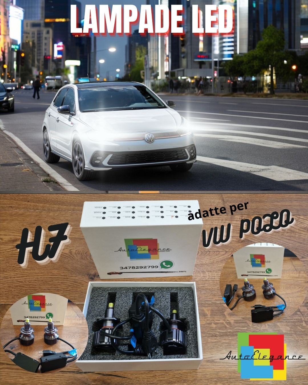 Kit LED H7 CANbus per VW POLO 6R Luci Anabbaglianti Bianco Puro 6500K 12000LM