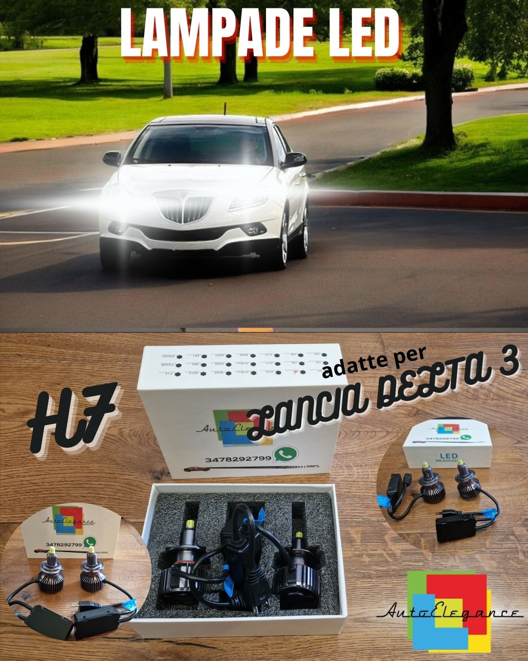 Kit LED H7 per Lancia DELTA 3 Anabbaglianti LENTICOLARI CANbus 6500K 12000LM