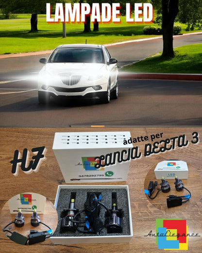 Kit LED H7 per Lancia DELTA 3 Anabbaglianti LENTICOLARI CANbus 6500K 12000LM