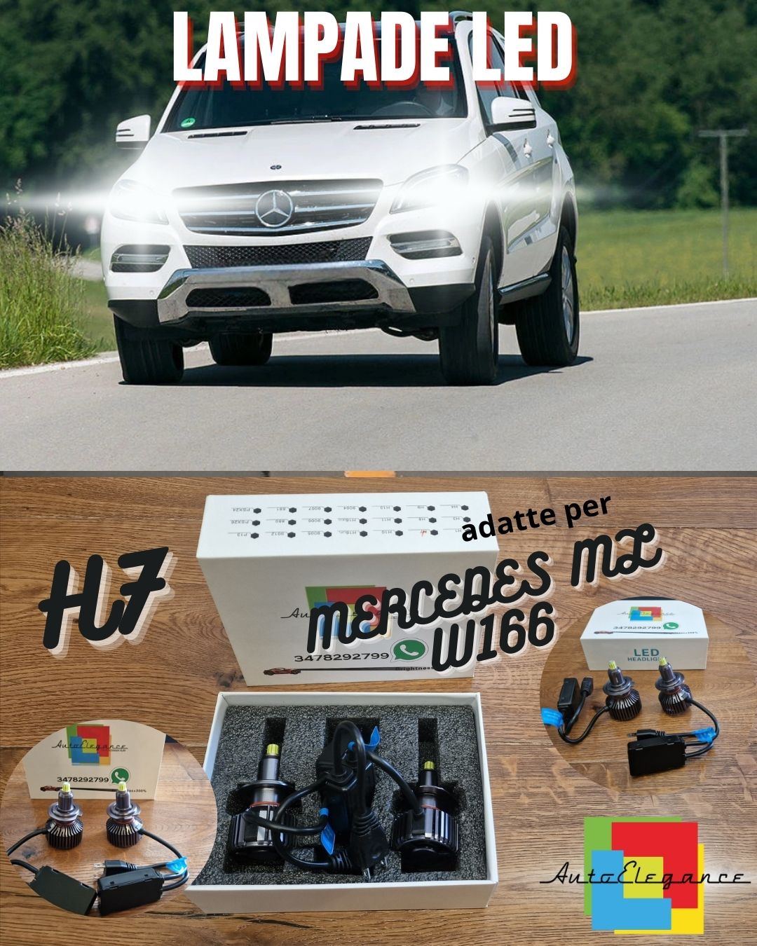 Kit Full LED per Mercedes ML W166 Luci Anabbaglianti H7 CANbus Bianco Puro 6500K