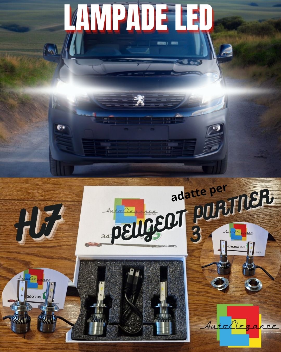 Kit Full LED H7 per Peugeot Partner 3 Luci ANABBAGLIANTI CANbus Bianco POTENTE