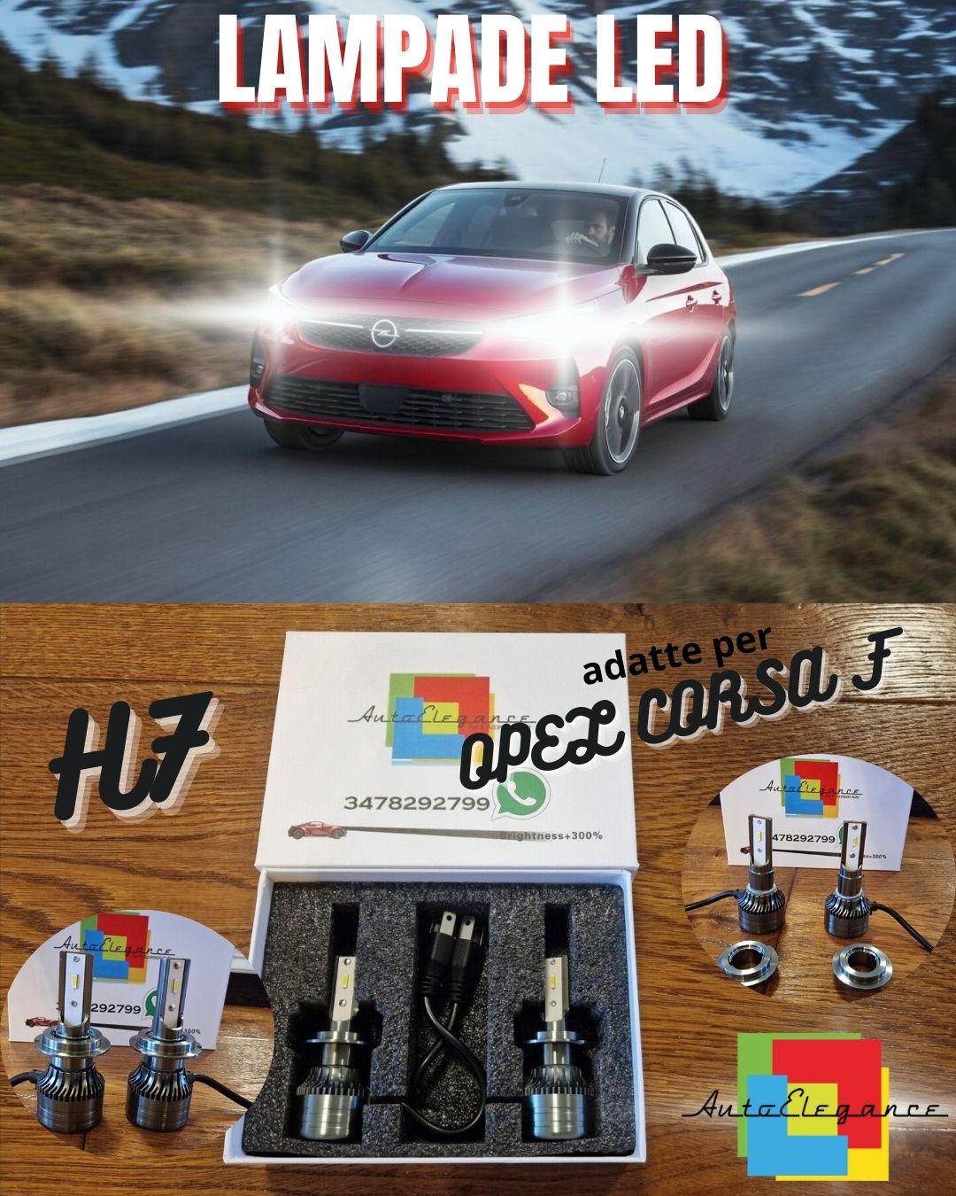 Kit Full LED H7 per Opel Corsa F Luci ANABBAGLIANTI CANbus Bianco POTENTE