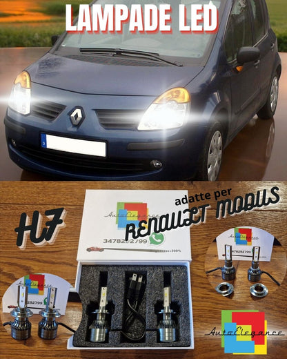 LED Bulbs Kit for Renault Modus 2007 LOW BEAM H7 White Light CANbus 