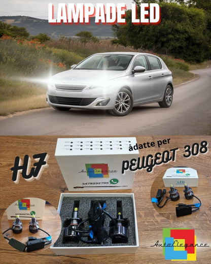 Kit LED H7 per Peugeot 308 2 2017> Anabbaglianti Fari Lenticolari CANbus 6500K