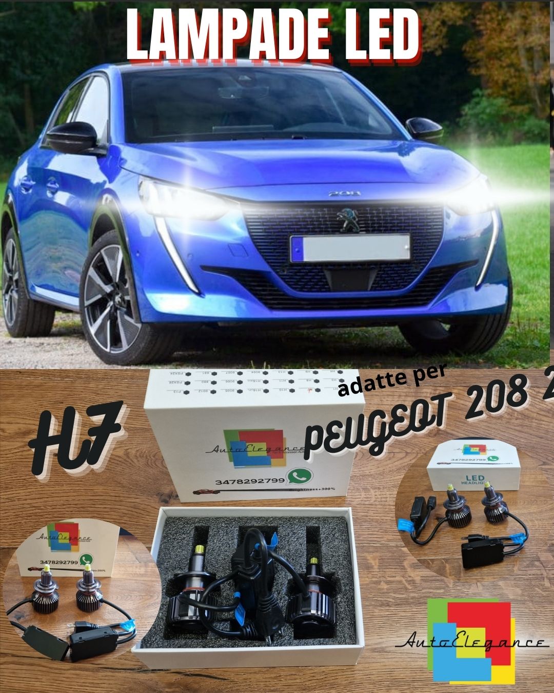 Kit LED H7 CANbus per Peugeot 208 2 ANABBAGLIANTI Bianco Ghiaccio 6500K 12000LM