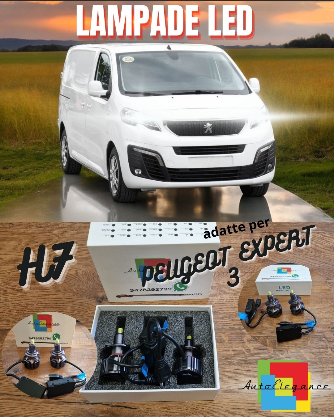 Kit Full LED H7 per Peugeot Partner 3 Luci ANABBAGLIANTI CANbus Bianco POTENTE