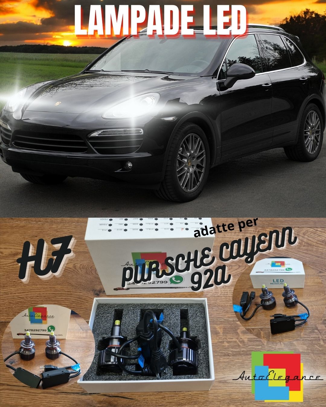 Kit LED H7 per Porsche CAYENNE 2 92A ANABBAGLIANTI Lenticolari CANbus 6500K