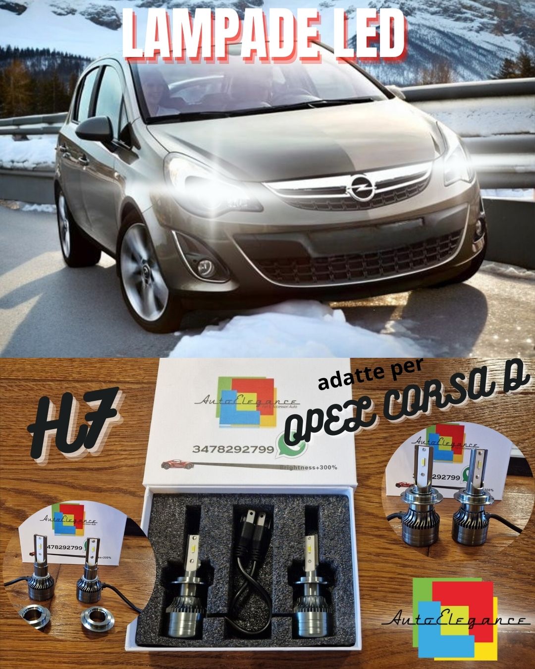Kit Full LED H7 per Opel CORSA D Restyling Luci Anabbaglianti CANbus Bianco Puro