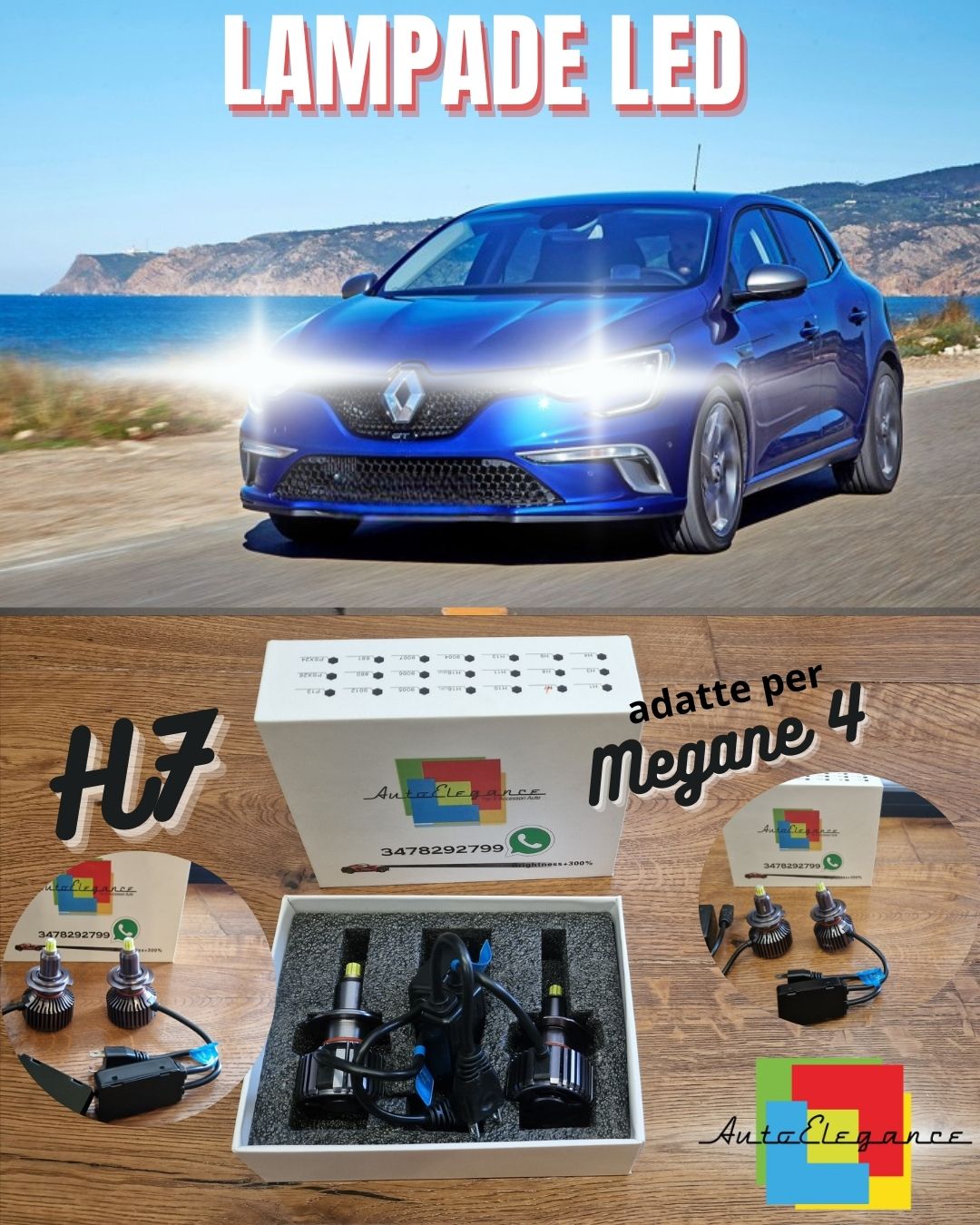 Kit Full LED H7 per Renault MEGANE 4 ANABBAGLIANTI Fari Lenticolari CANbus 6500K