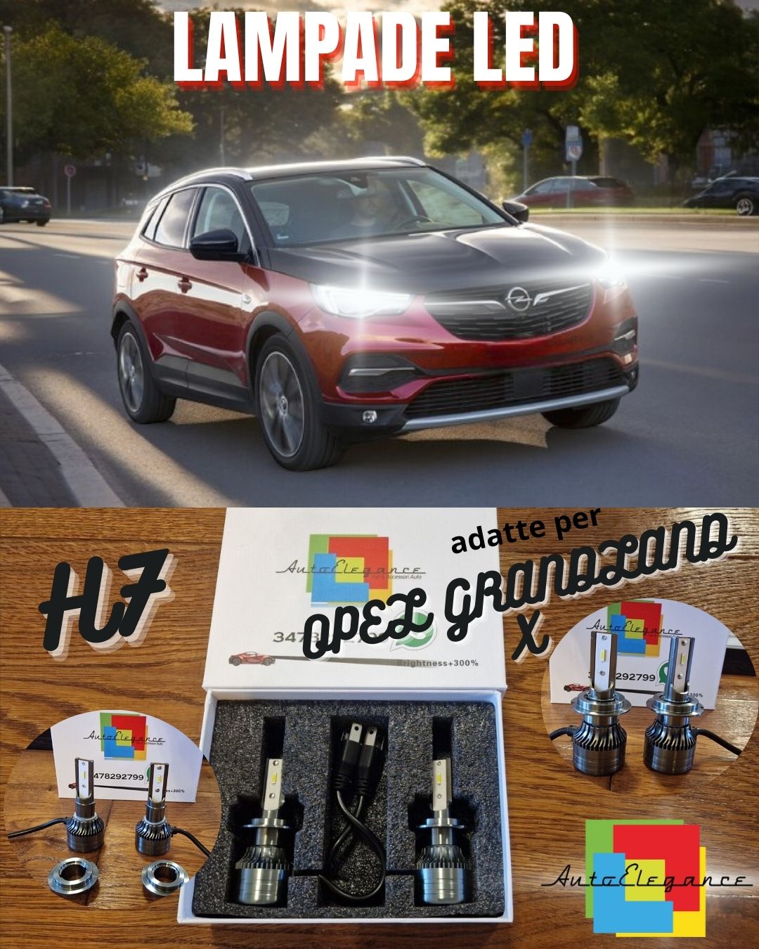 Kit LED H7 per Opel GRANDLAND X Luci ANABBAGLIANTI CANbus Bianco POTENTE 6500K