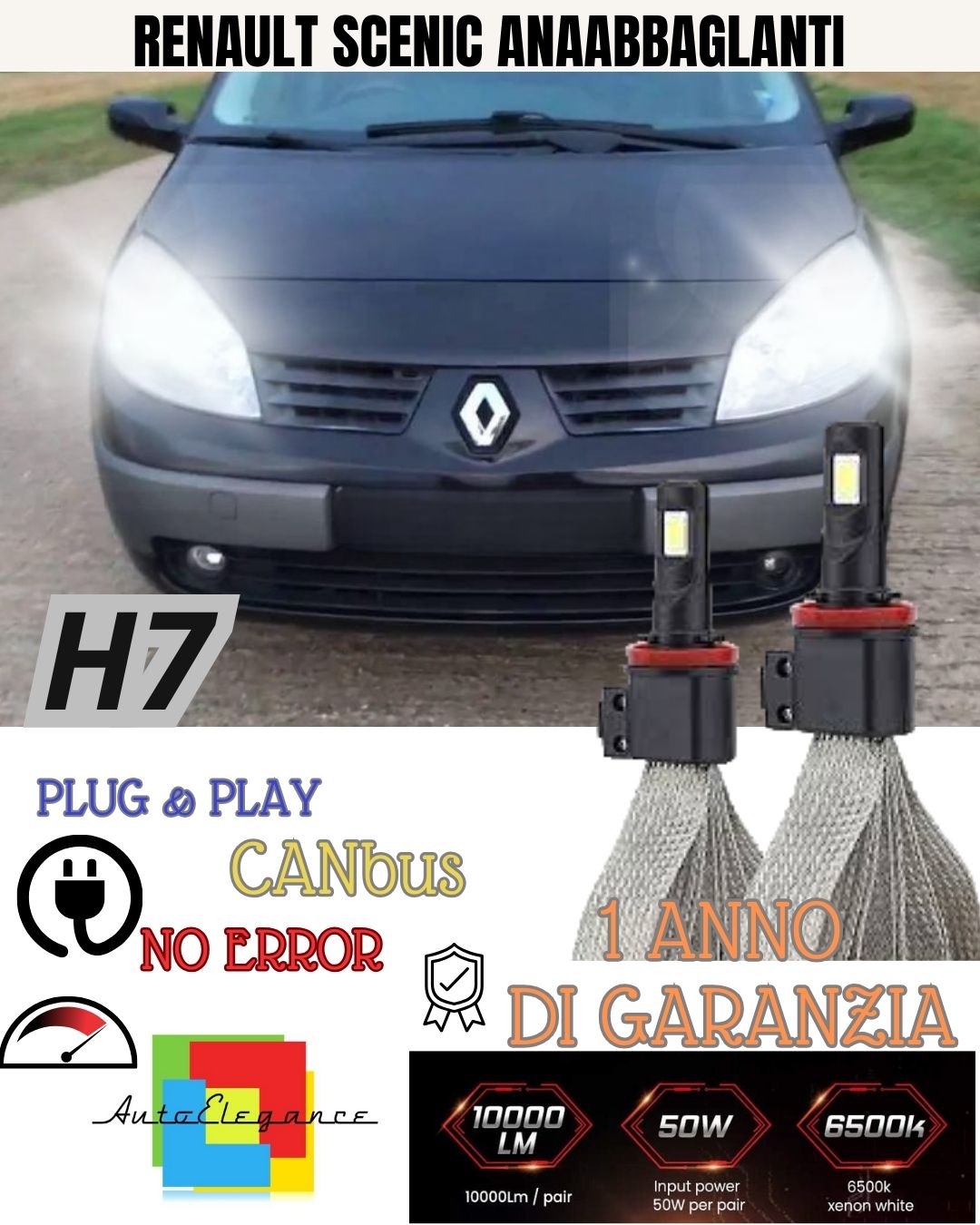 H7 LED LOW BEAM LAMP KIT RENAULT MEGANE SCENIC MK1 6000K XENON WHITE