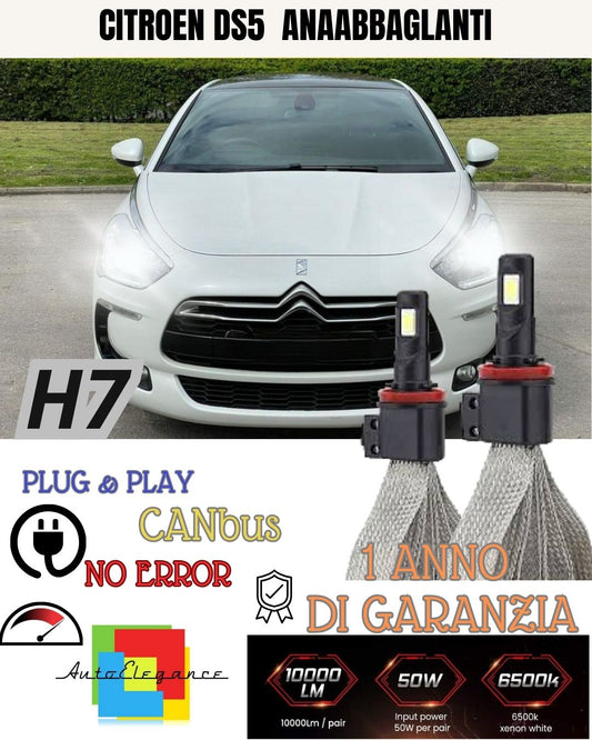 KIT LAMPADE H7 LED ANABBAGLIANTE CITROEN DS5 6000K NO ERROR BIANCO