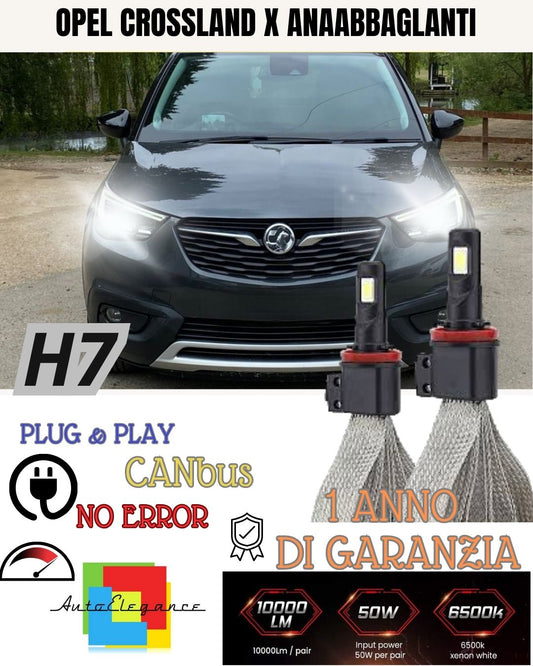 KIT LED H7 CANBUS OPEL CROSSLAND X 6000K XENON WHITE LOW BEAM 6400 LUMEN