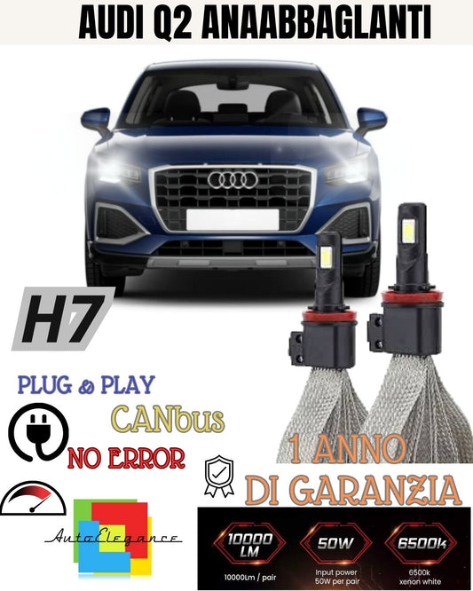 AUDI Q2 H7 LED KIT 6000K XENON NO FAILURE LOW BEAM 6400 LUMEN NO FAILURE LIGHTS