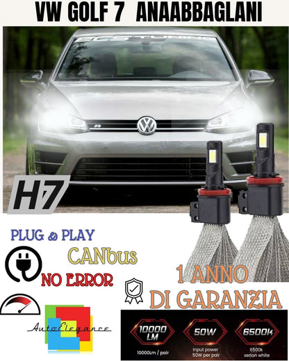 📸 KIT LED H7 VW GOLF 7 VII 6000K XENON ANABBAGLIANTI 6400 LUMEN NO AVARIA LUCI