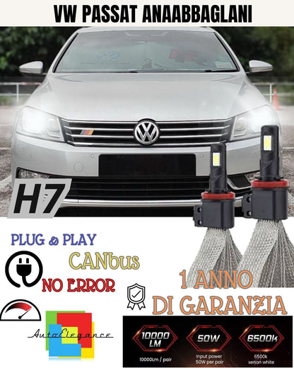 LED KIT H7 VOLKSWAGEN PASSAT B7 6000K XENON LOW BEAM 6400 LUMEN NO FAILURE