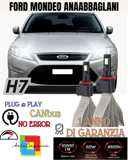 KIT LAMPADE H7 LED ANABBAGLIANTE FORD MONDEO MK3 6000K 6400 LUMEN CANBUS