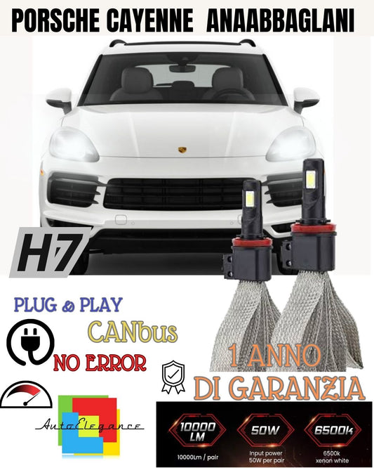 KIT H7 A LED CANBUS ANABBAGLIANTE PORSCHE CAYENNE 9PA 6000K XENON 6400 LUMEN