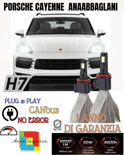 KIT H7 A LED CANBUS ANABBAGLIANTE PORSCHE CAYENNE 9PA 6000K XENON 6400 LUMEN