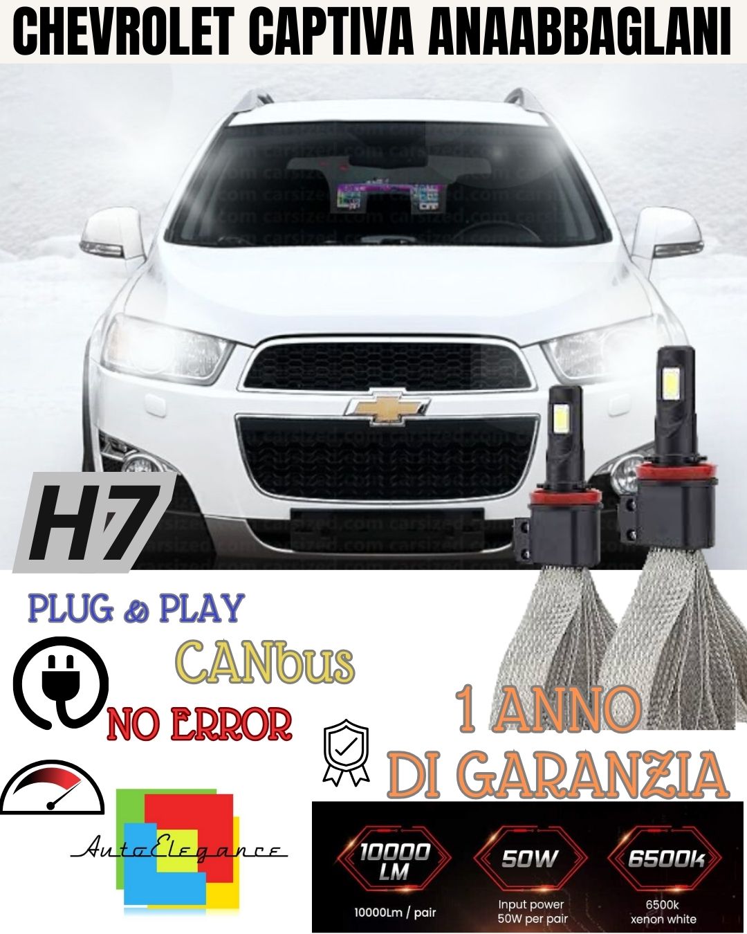 😎😎KIT LED H7 CHEVROLET CAPTIVA 6000K XENON NO FAILURE LOW BEAM LED 6400 LM