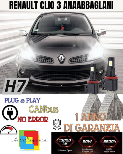 KIT LED ANABBAGLIANTE RENAULT CLIO 3 CON FARO LENTICOLARE 6000K XENON 6400 LUMEN