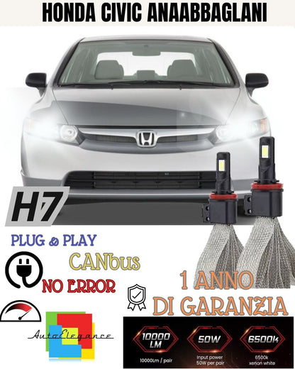 H7 LED LOW BEAM LAMP KIT HONDA CIVIC 8 6000K NO ERROR WHITE 6400 LUMEN