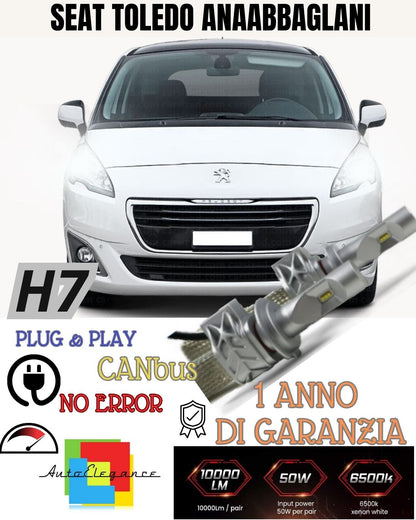 LED KIT H7 CANBUS PEUGEOT 5008 MK1 8000 LUMEN 6500K LOW BEAM + LAMP HOLDER