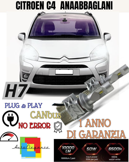 LED KIT H7 CANBUS CITROEN C4 PICASSI MK1 WITH LED 8000 LUMEN 80W 6500K WHITE 