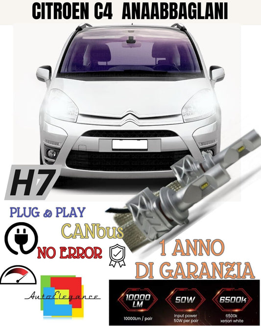 LED KIT H7 CANBUS CITROEN C4 PICASSI MK1 WITH LED 8000 LUMEN 80W 6500K WHITE 