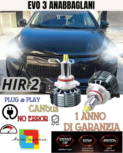 KIT FULL LED HIR HIR 2 6000K CANBUS 360° EVO3 EVO 3 ANABBAGLIANTI ABBAGLIANTI
