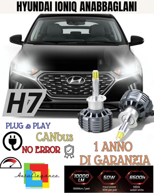 FULL LED KIT H7 6000K CANBUS LED HYUNDAI IONIQ 9600 LUMEN LOW BEAM 