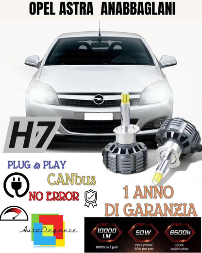 KIT LED H7 CANBUS OPEL ASTRA H 9600 LUMEN 6000K ICE WHITE LOW BEAM 