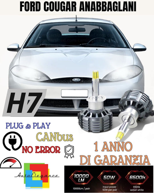 FULL LED KIT H7 FORD COUGAR CANBUS 6000K WHITE 9600 LUMEN LOW BEAM 