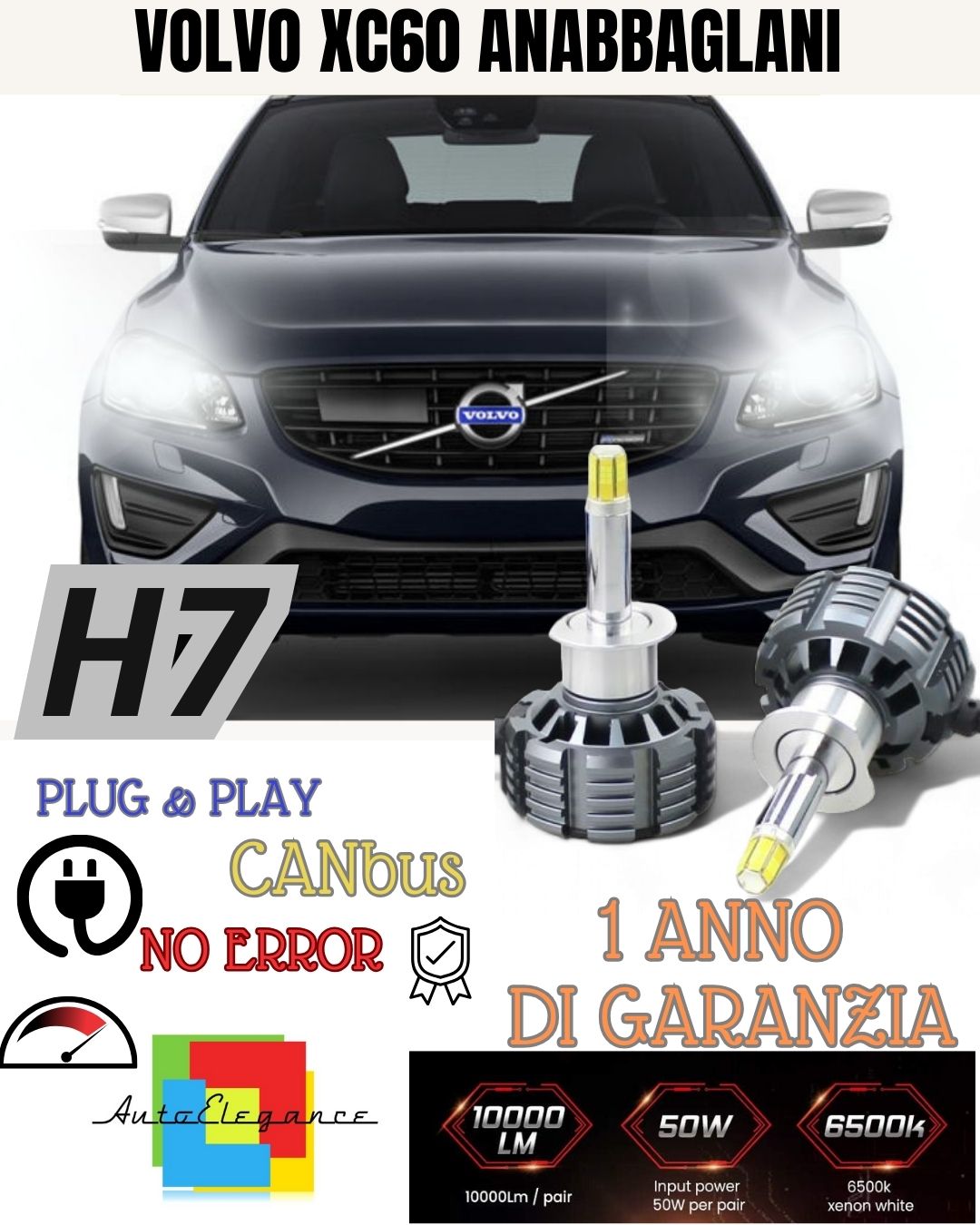 ❤️‍🔥❤️‍🔥 LED KIT H7 CANBUS VOLVO XC60 WITH LED 9600 LUMEN 6000K LOW BEAM 