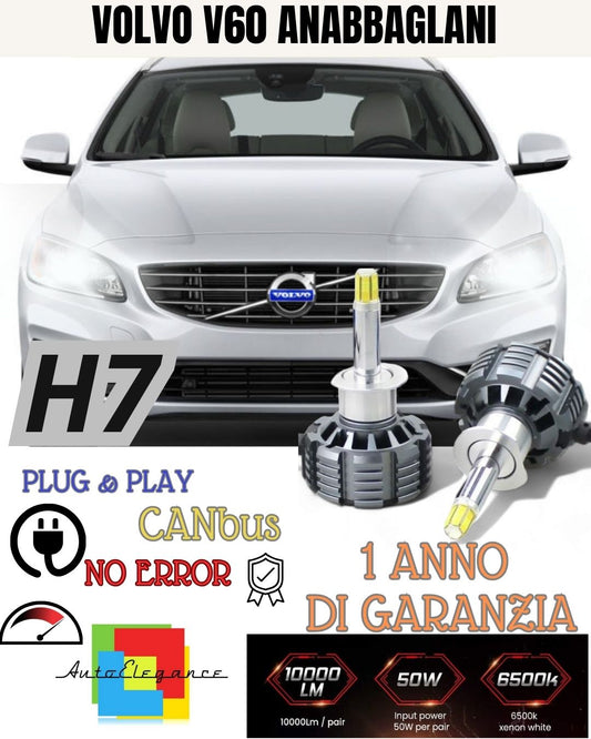 LED KIT H7 CANBUS VOLVO V60 WITH LED 9600 LUMEN 6000K LOW BEAM 