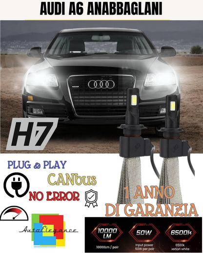 AUDI A6 C7 + AVANT H7 LED KIT 6000K NO FAILURE LOW BEAM WHITE 6400 LUMEN