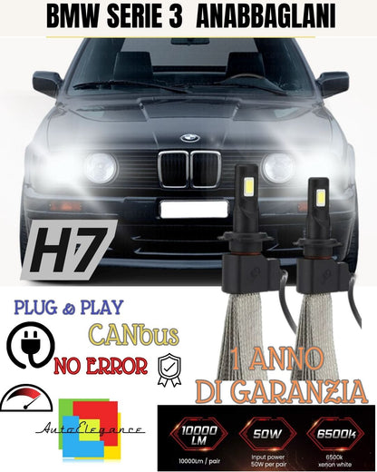 LOW BEAM LED KIT BMW SERIES 3 E30 LED H1 6000K WHITE 6400 LUMEN CANBUS