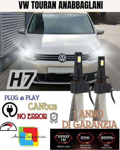 LED KIT H7 VOLKSWAGEN TOURAN 5T1 6000K XENON LOW BEAM 6400 LUMEN NO FAILURE