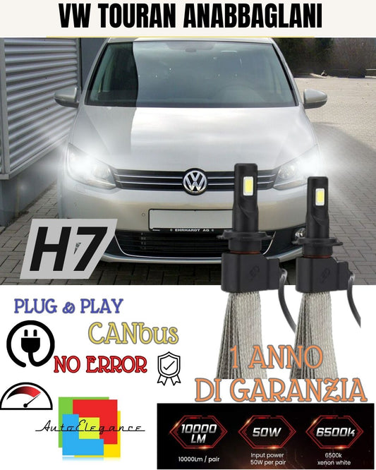 LED KIT H7 VOLKSWAGEN TOURAN 5T1 6000K XENON LOW BEAM 6400 LUMEN NO FAILURE