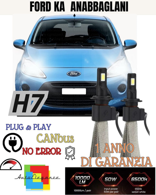 H7 LED LOW BEAM LAMP KIT FORD KA MK1 6000K 6400 LUMEN CANBUS
