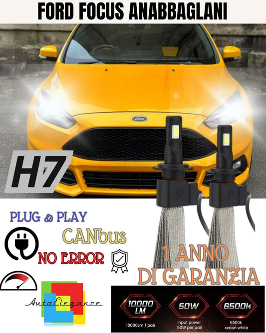 KIT LAMPADE H7 LED ANABBAGLIANTE FORD FOCUS MK2 6000K 6400 LUMEN CANBUS