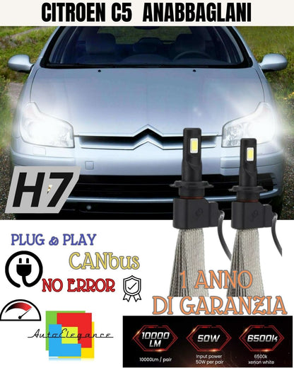 H7 LED KIT FOR CITROEN C5 MK1 RESTYLING 6000K WHITE CANBUS LED LOW BEAM
