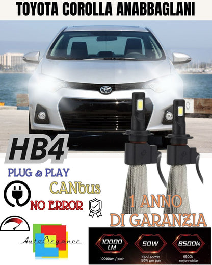 KIT FULL LED HB4 TOYOTA COROLLA E110 6000K CANBUS 6400 LUMEN ANABBAGLIANTE