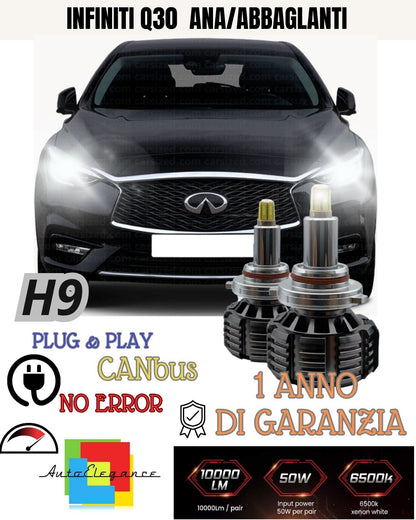 KIT FULL LED H9 6000K CANBUS 360° INFINITI Q30 / QX30 ANABBAGLIANTI ABBAGLIANTI