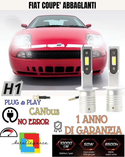KIT LAMPADE ABBAGLIANTI LED FIAT COUPE' LAMPADE A LED H1 10.000 LUMEN 6000K
