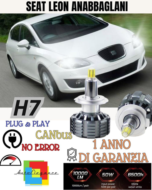 LED KIT H7 CANBUS SEAT LEON MK2 1P1 WITH 360° LED 9600 LUMEN 6000K WHITE 