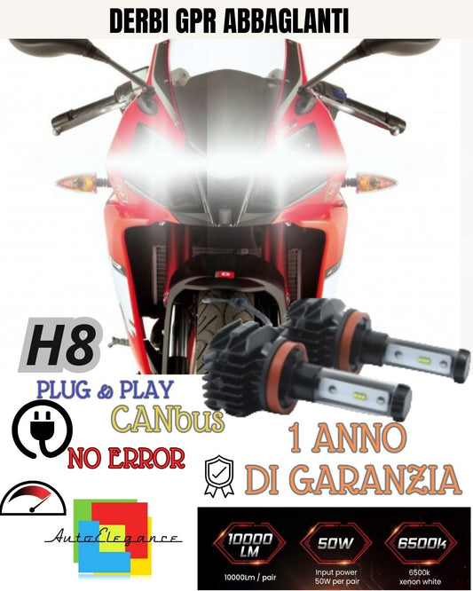 😍😍LAMPADA LED H8 6000K 4900 LUMEN CANBUS DERBI GPR ABBAGLIANTE MOTO NO AVARIA