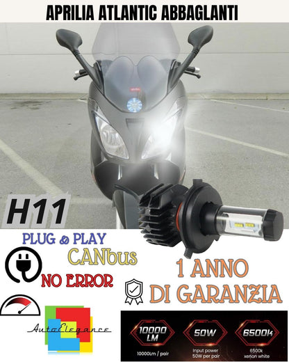 ⚡⚡LAMPADA LED H11 6000K 4900 LUMEN CANBUS ⚡⚡APRILIA ATLANTIC 400⚡⚡ ABBAGLIANTE⚡⚡