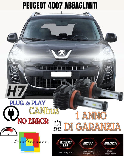 😍😍KIT LED H7 PER PEUGEOT 4007 6000K BIANCO GHIACCIO CANBUS ABBAGLIANTI LED😍😍